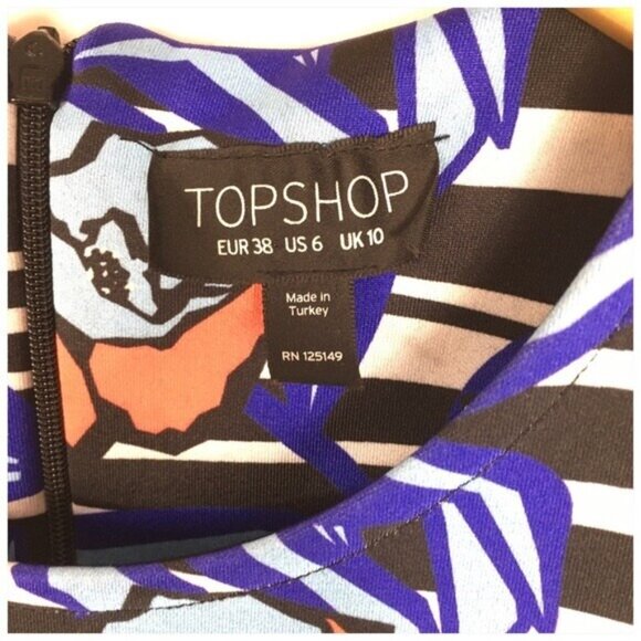 TopShop Dress Women Size 6 Sleeveless Bodycon Flower Slice Jersey Short Colorful - Picture 7 of 10